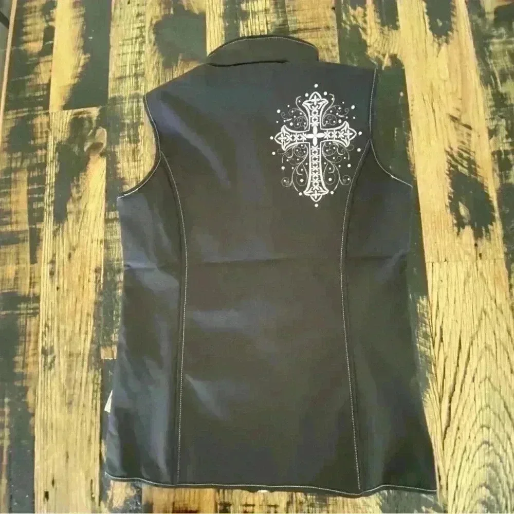 Cowgirl Hardware Women’s Black Vest Silver Sparkle Cross NWT Size: S